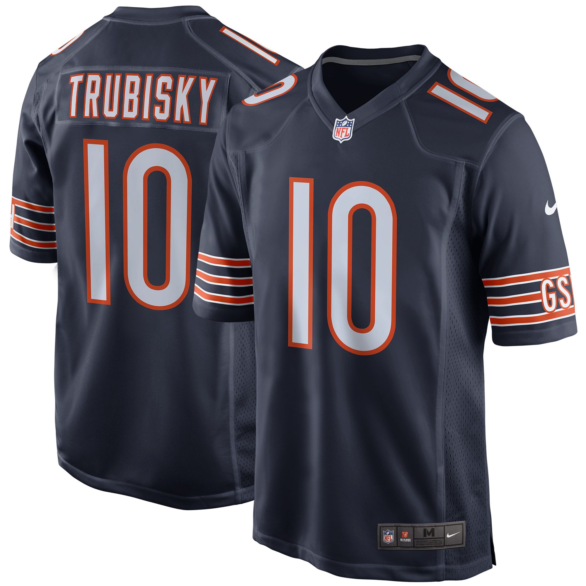 Men Chicago Bears #10 Mitchell Trubisky Nike Navy Game NFL Jersey